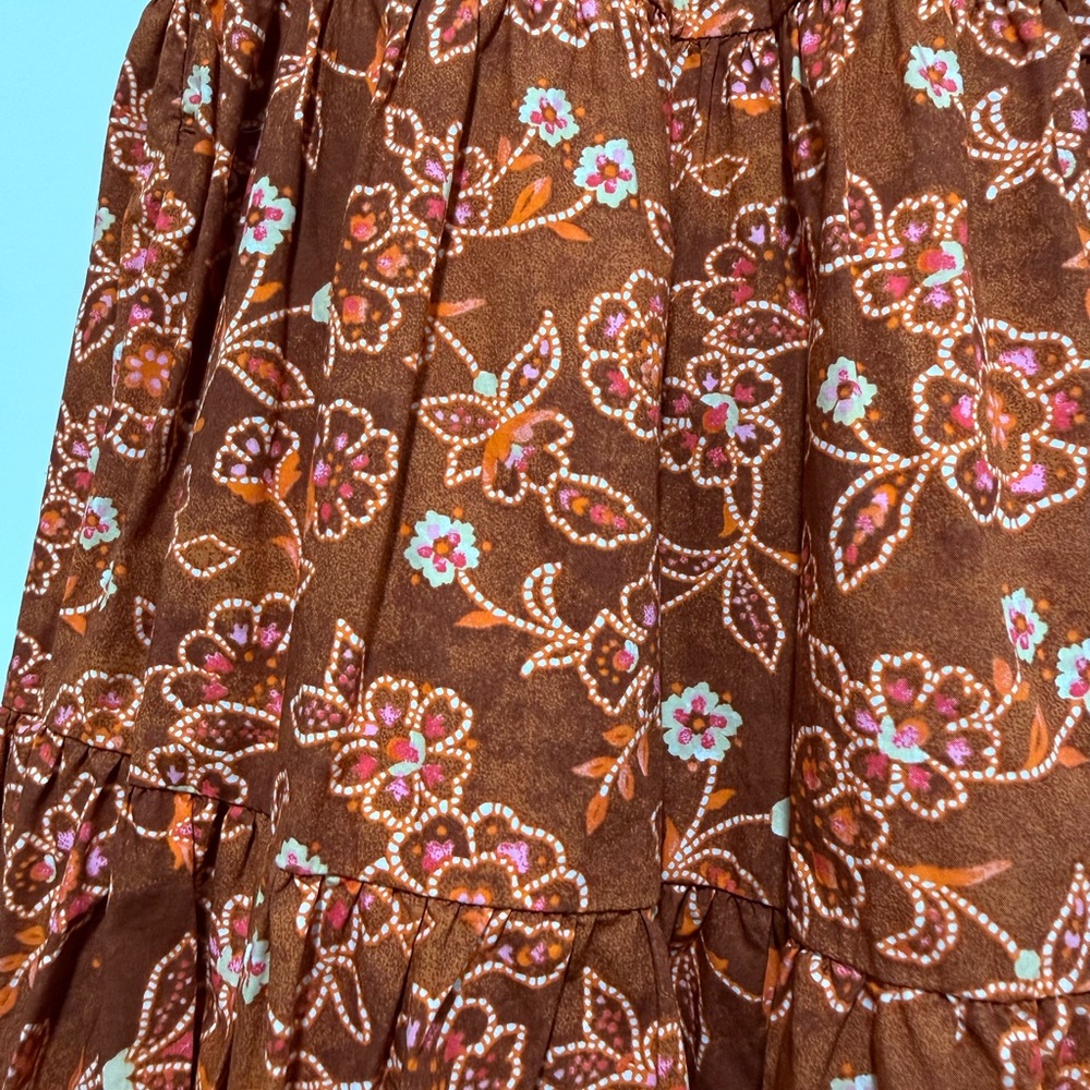 J.Crew Organic Cotton Vintage Vines Floral Print Tiered Pull-On Maxi Skirt - Picture 10 of 14